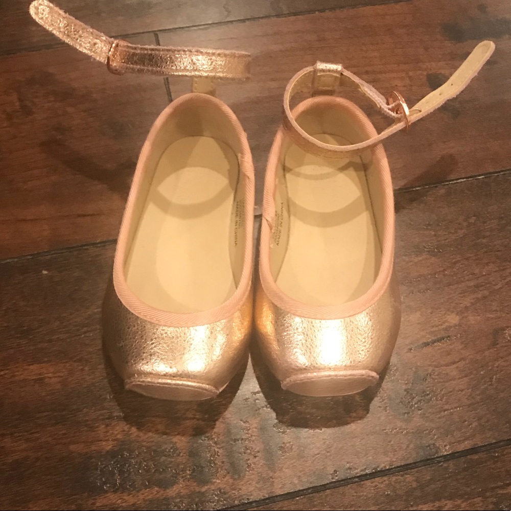 Janie and Jack leather Mary Janes in rose gold